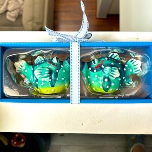 Blue Sky Clayworks Kissing Puffer Fish Salt & Pepper Shaker Set